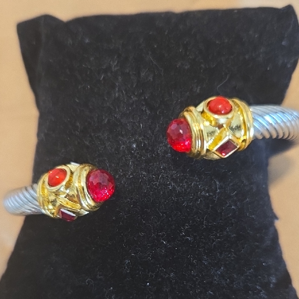 Be Inspired Gold and Red Bracelet with Silver Band